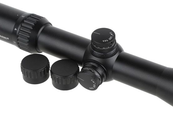 The Primary Arms 3-9x44mm optic features capped adjustment turrets for additional protection